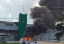Caminhão pega fogo na Rodovia Euclides da Cunha