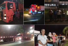 Em Votuporanga, voluntários distribuem alimentos aos caminhoneiros