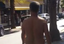 Homem que andava nu pelo centro da cidade é contido pela Polícia