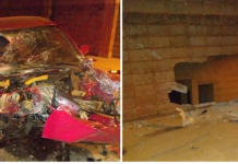 Carro se choca contra muro de condomínio e deixa 2 feridos
