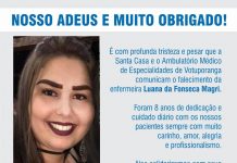 Morre enfermeira da Santa Casa e do AME