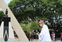 Bispo da Diocese reinaugura marco do cinquentenário de Votuporanga com nova estrutura para abrigar imagem de Padroeira