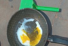 Mulher frita ovo no asfalto em Jales