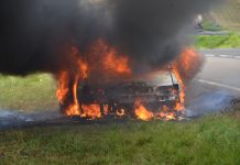 URGENTE – Carro se incendeia na SP 320 no trevo de acesso para Valentim Gentil