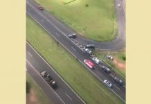 Helicóptero Águia, da PM, acompanha prisão de homens após perseguição em rodovia