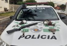 Polícia Ambiental apreende arma de fogo adulterada e apetrecho de pesca