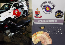 Força Tática recupera motocicleta furtada e prende ladrão por tráfico de drogas
