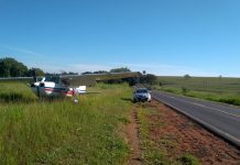 Aeronave faz pouso de emergência em rodovia de Fernandópolis