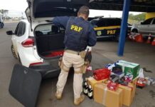 Polícia Rodoviária Federal apreende R$ 50 mil em mercadorias do Paraguai na BR-153