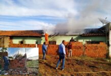 Casa pega fogo e Polícia Militar resgata moradores em Castilho