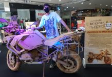 Exposição no Shopping Cidade Norte traz réplicas de motos feitas de papelão