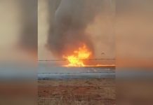 Vento causa ‘redemoinho de fogo’ e provoca estragos em propriedade em Bady Bassitt