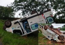 Acidente com ambulância deixa um morto e cinco feridos na região