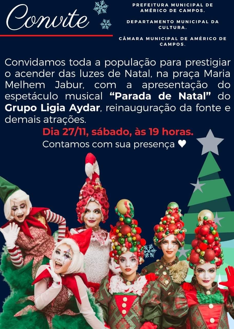 MUSICAL DE NATAL COM GRUPO LIGIA AYDAR NESTA SEXTA-FEIRA 23/12 ÀS 20H.