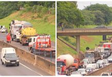 Acidente entre caminhões e carro interdita trecho da Rodovia BR-153 em Rio Preto