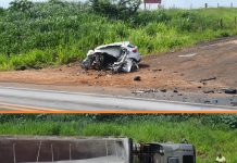 Motorista de carro morre em acidente com dois caminhões em rodovia de Monte Aprazível