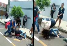 Alunas trocam chutes e socos durante briga em frente de escola em Potirendaba; vídeo