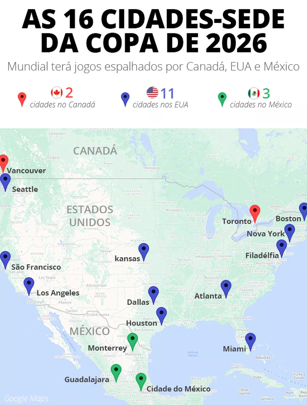 Onde será a Copa do Mundo de 2026? Veja países e cidades-sede do Mundial