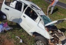 Colisão entre carro e caminhão deixa motorista ferido em Fernandópolis