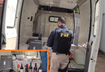 Polícia apreende 300 garrafas de vinho argentino em ambulância na BR-153