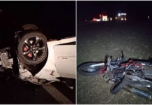 Mulher morre após acidente entre carro e moto na Rodovia Marechal Rondon em Andradina