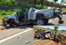 Acidente entre caminhões e caminhonete interdita rodovia de Auriflama