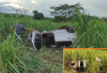 Carro capota e deixa três feridos em vicinal entre Tabapuã e Olímpia