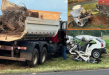 Colisão entre carro e caminhão deixa dois mortos em Santa Fé do Sul