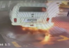 Kombi pega fogo enquanto abastecia em posto de combustíveis