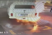 Kombi pega fogo enquanto abastecia em posto de combustíveis
