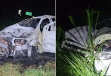 Carro pega fogo em acidente com feridos na Rodovia Euclides da Cunha; motorista fugiu