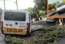 Asfalto cede e abre cratera na zona norte