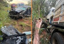 Homem morre após colisão entre carro e caminhão