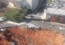 Cratera se forma em obra ao lado de shopping de Rio Preto