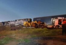 Trem bate em caminhão prancha em Fernandópolis