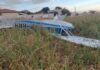 Aeronave faz pouso forçado e capota em Catanduva