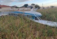 Aeronave faz pouso forçado e capota em Catanduva