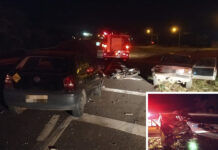 Acidente entre carros e moto deixa quatro pessoas feridas em Nhandeara