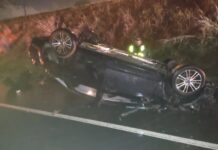 Motorista sem CNH, mulher e crianças ficam feridos após carro capotar na BR-153 em Rio Preto