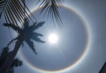Arco-íris ao redor do sol impressiona moradores da região