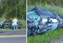 Idoso morre após caminhonete invadir pista e bater de frente com carro em Bady Bassitt