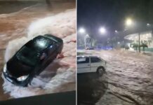 Forte chuva ‘transforma’ avenida de Valentim Gentil em rio