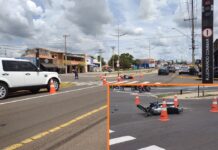 Motociclista ferido na Avenida Emílio Arroyo Hernandes é transferido para o HB