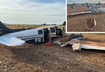 Avião bimotor cai em Birigui; piloto fugiu