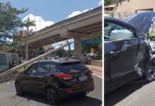 Criança de 5 anos é socorrida após mãe bater carro contra poste em Rio Preto