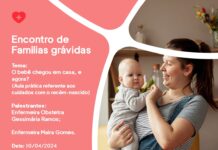 Encontro de Famílias Grávidas: aula prática sobre como cuidar do bebê