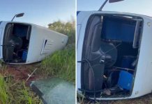 Adolescentes ficam feridos após ônibus tombar na rodovia em Fernandópolis