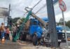 Caminhão ‘desgovernado’ bate em poste de energia elétrica de Rio Preto