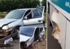Carro bate em ônibus, roda na pista e atinge outro veículo em rodovia de Birigui