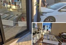 Carro invade ótica ao se envolver em acidente de trânsito em Potirendaba